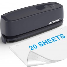 AFMAT 3 hole puncher for paper, afmat electric hole punch 3 ring, 20-sheet paper punch, ac or battery operated 3 hole puncher, effo