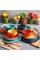 Gibson Home Color Speckle 12 Piece Mix and Match Double Bowl Dinnerware Set in 4 Assorted Colors