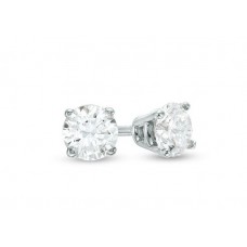 Bonjour Jewelers 14k White Gold 1/4 Carat 4 Prong Solitaire Created Diamond Stud Earrings