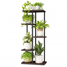 Bamworld Corner Plant Stand Indoor 5 Tier Metal Plant Shelf Black Plant Stands for Multiple Plants Small Plants Pots Flower Stan