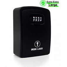 Iron Lock - XXL Key Lock Box, 4 Digit Combination Large Lock Box, Wall Mounted Key Lock Box, Indoor/Outdoor Waterproof Extra