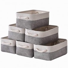 Sacyic Baskets Storage Bins [6-Pack] Fabric Storage Baskets Cloth Baskets Empty Gift Baskets with Rope Handles Decorative