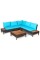 Costway 4PCS Patio Rattan Furniture Set Cushioned Loveseat w/Wooden Side Table