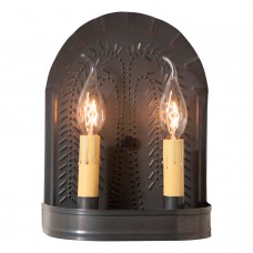 Irvins Country Tinware Double Sconce with Willow in Kettle Black