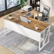 Tribesigns Office Desk with Drawers,63 inches L Shaped Computer Desk with Storage Shelves and Mobile File Cabinet