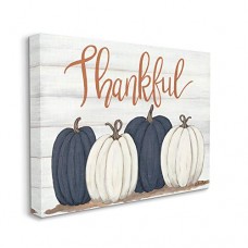 Stupell Industries Autumn Farm Pumpkin Harvest with Thankful Phrase Wall Art, 16 x 20, Off-White