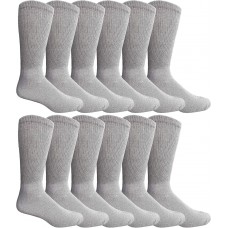 Yacht&Smith 12 Units of Yacht & Smith Men's Loose Fit Non-Binding Soft Cotton Diabetic Crew Socks Size 10-13 White - Men's Diabetic Socks