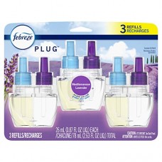 Febreze Plug in Air Freshener and Odor Eliminator, Scented Oil Refill, Mediterranean Lavender, 3 Count