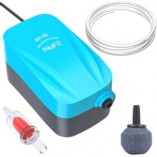 Pawfly Ma-60 Quiet Aquarium Air Pump For 10 Gallon With Accessories Air Stone Check Valve And Tube, 1.8 L/Min