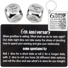 LittleBlueDeer 6 Year Anniversary Iron Gift for Him6th Anniversary Metal Date Night Dice Gifts6th Anniversary Keychain Gifts6th Wedding Anni