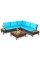 Costway 4PCS Patio Rattan Furniture Set Cushioned Loveseat w/Wooden Side Table