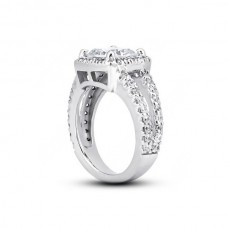 Diamond Traces 5.24ctw D-VS1 Ideal Square Radiant Natural Certified Diamonds 950 Plat. Halo Accent Engagement Ring