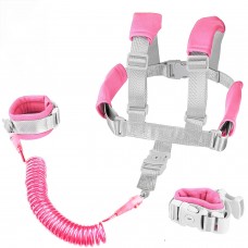 Fzbjayoon 2 in 1 Toddler Leash Anti Lost Wrist Link Pink Safety Harness with Lock for Kids, Baby Leash Anti Lost Wrist Link Safety Wrist L