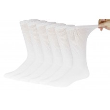 Brooklyn Socks Big and Tall - 6 pairs of Diabetic Cotton Neuropathy Crew Socks, King Size Mens Athletic Crew Socks (13-16, White)