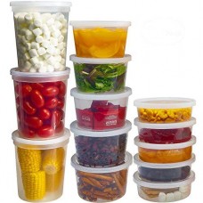 durahome food storage containers with lids 8oz, 16oz, 32oz freezer deli cups combo pack, 44 sets bpa-free leakproof round clear