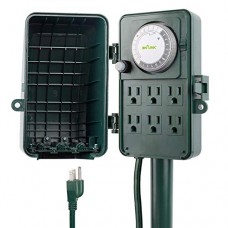 BN-LINK 24 Hour Mechanical Outdoor Multi Socket Timer, 6 Outlet Garden Power Stake