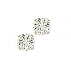 Bonjour Jewelers 18k Rose Gold Silver 7mm Round Created Moissanite White Stud Earrings