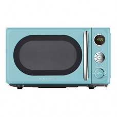 galanz glcmka07ber-07 retro microwave oven, led lighting, pull handle design, child lock, bebop blue, 0.7 cu ft