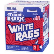 Sellars Wipers & Sor Toolbox Painters White Rags Shop Towels with Center Pull Box - 1 Count Box - 200 Towels