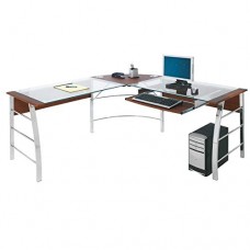 Realspace Mezza 62'W L-Shaped Desk, Cherry/Chrome