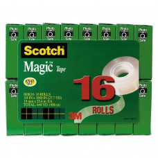 Scotch MMM810K16 Magic Tape Value Pack, 3/4' x 1000', 1' Core, Clear, 16/Pack