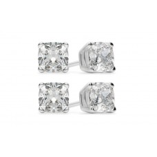 Paris Jewelry 14k White Gold 6mm 4Ct Cushion Cut White Sapphire Set Of Two Stud Earrings Plated By Paris Jewelry