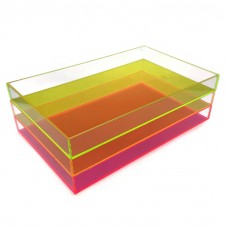 Vandue OnDisplay Electric Neon Luxe Clear Acrylic Stackable Cosmetic/Jewelry Tray - Stack of 3