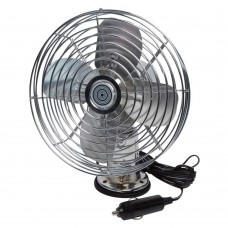 RoadPro 12V Metal Truck or Bus Fan w Dash Mount Vintage Chrome Look 2-Speed Electric Cooling Fan for Vehicles RP-1179