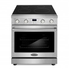 Cosmo 30 in. 4.8 cu. ft. Electric Range with 4 Burner Glass Cooktop and Convection Oven in Stainless Steel