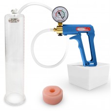 LeLuv Blue Maxi Penis Pump with Gauge + Vagina Donut 12' x 2.25'