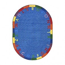 Joy Carpets Kid Essentials Early Childhood Oval Alphabet Braid Rug, Multicolored, 5'4' x 7'8'