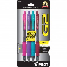 Pilot Pen Corporation of America PILOT G2 Premium Refillable and Retractable Rolling Ball Gel Pens Fine Point PurplePinkTurquoiseBurgundy Inks 4Pack 3106