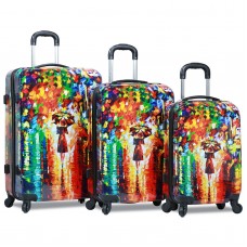 Dejuno 3-Piece Lightweight Hardside Spinner Upright Luggage Set - Parisian Nights