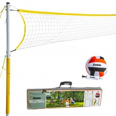 Franklin Sports Volleyball Net Set with Volleyball Portable Net Ground Stakes Beach or Backyard Volleyball Family