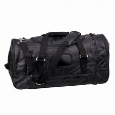 Barton Outdoors Duffel Bag genuine Leather Black Main compartment and 3 Zippered Pockets 4 NoSlip Feet Detachable Padded Shoulder Str