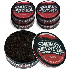 Smokey Mountain Herbal Long Cut - Straight - 5 Can Box - Tobacco Free and Nicotine Free Snuff