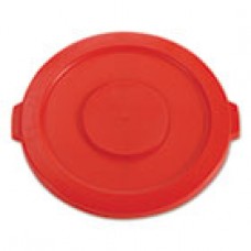 Rubbermaid Round Flat Top Lid, for 32-Gallon Round Brute Containers, 22 1/4', dia., Red