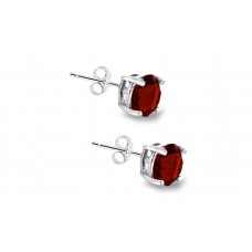 Bonjour Jewelers Red Ruby July Birthstone Stud Earrings in 925 Silver Made w/ Swarovski Crystals