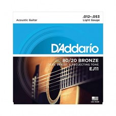 DAddario EJ11 80/20 Bronze Acoustic Guitar Strings, Light, 12-53