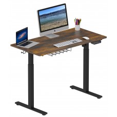 SHW Memory Preset Electric Height Adjustable Standing Desk, 48 x 24 Inches, Rustic Brown