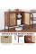 Costway Rattan Buffet Sideboard Cabinet Cupboard with Adjustable Shelf Walnut