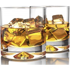 MOFADO crystal Old Fashioned Whiskey glasses - classic - 12oz (Set of 2) - Thick Weighted Bottom - Hand Blown crystal in a gift