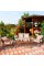 Costway 4PCS Outdoor Rattan Furniture Set Acacia Wood Table Cushioned Sofa Chair Garden