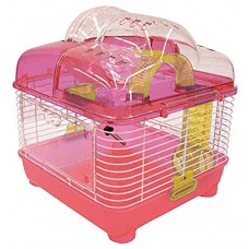 YML GROUP INC H1010 Clear Plastic Dwarf Hamster, Mice Cage with Ball on Top, Pink