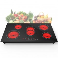 thinkstar Electric Ceramic Cooktop,8600W Built-In Electric Stove Top,220V Electric Cooktop With 5 Burners,9 Heating Level, Timer & Kid …