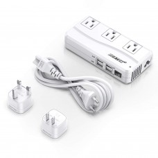 BESTEK Universal Travel Adapter 220V to 110V Voltage Converter with 6A 4-Port USB Charging and UK/AU/US/EU Worldwide Plug Adapte