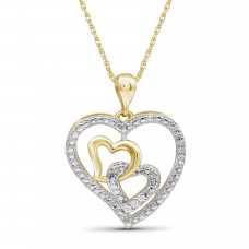 Accent White Diamond 14K Gold Over Silver Heart Pendant