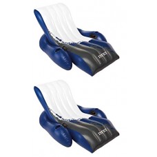 Intex Inflatable Floating Comfortable Recliner Lounges with Cup Holders (2 Pack)