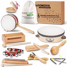 looikoos toddler musical instruments natural wooden percussion instruments toy for kids preschool educational, musical toys s