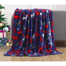 Elegant Comfort Luxury Velvet Super Soft Christmas Prints Fleece Blanket-Holiday Theme Home Décor Fuzzy Warm and Cozy Throws for